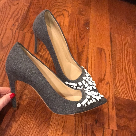 J.Crew Collection Flannel Heels with Stone Embellishment - Picture 4 of 9